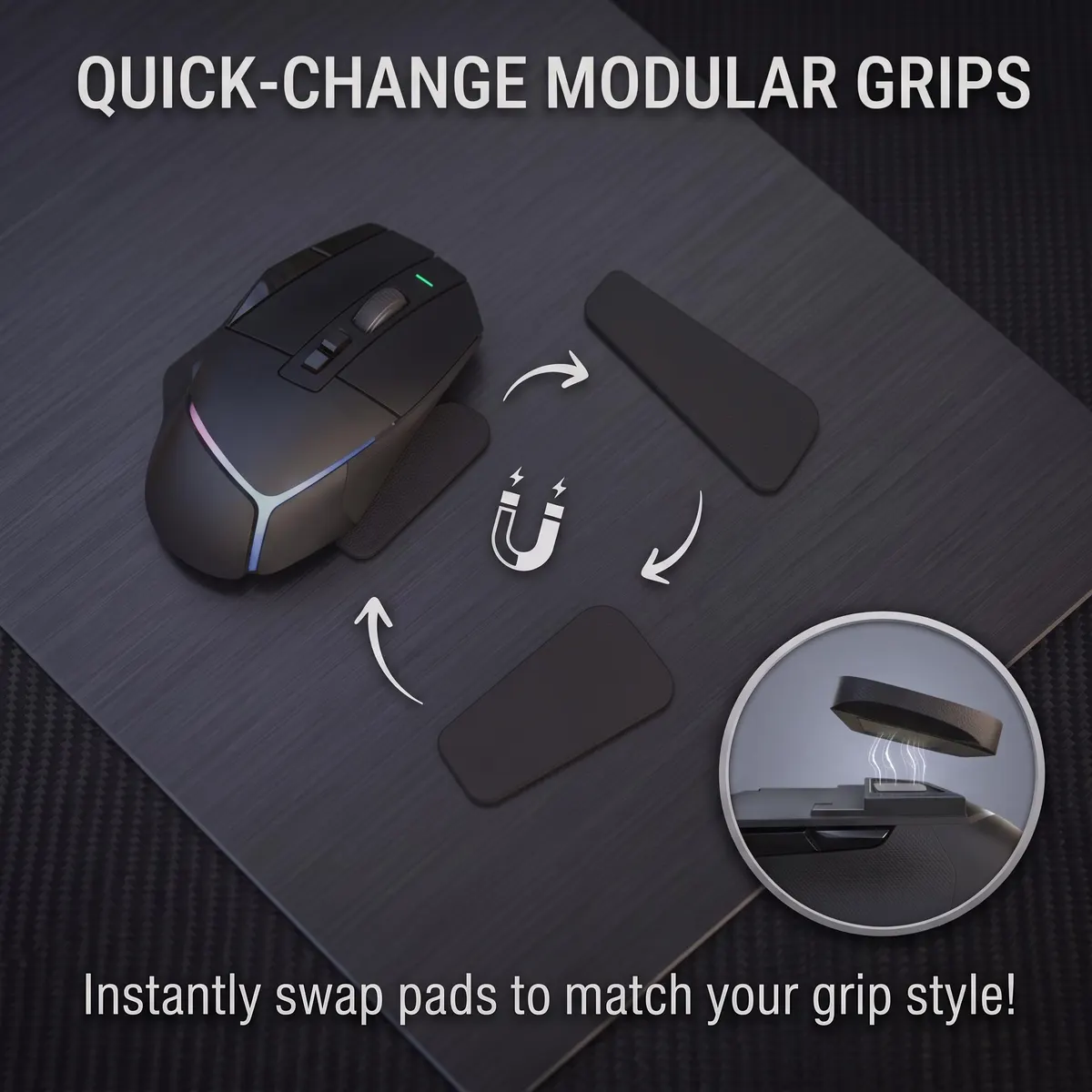 Reaper Mods universal magnetic kit — Small, Medium, Large grips with magnetic base dock